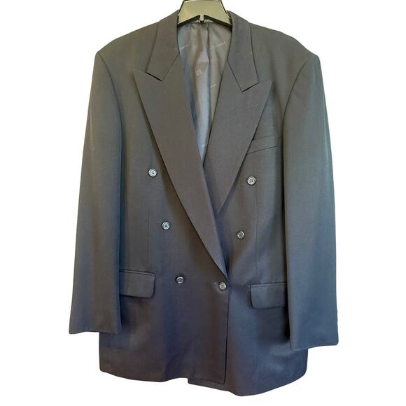 Pierre Balmain Tailored Jolie Madame Mens Double Breasted Black Blazer | EUC - Picture 1 of 11